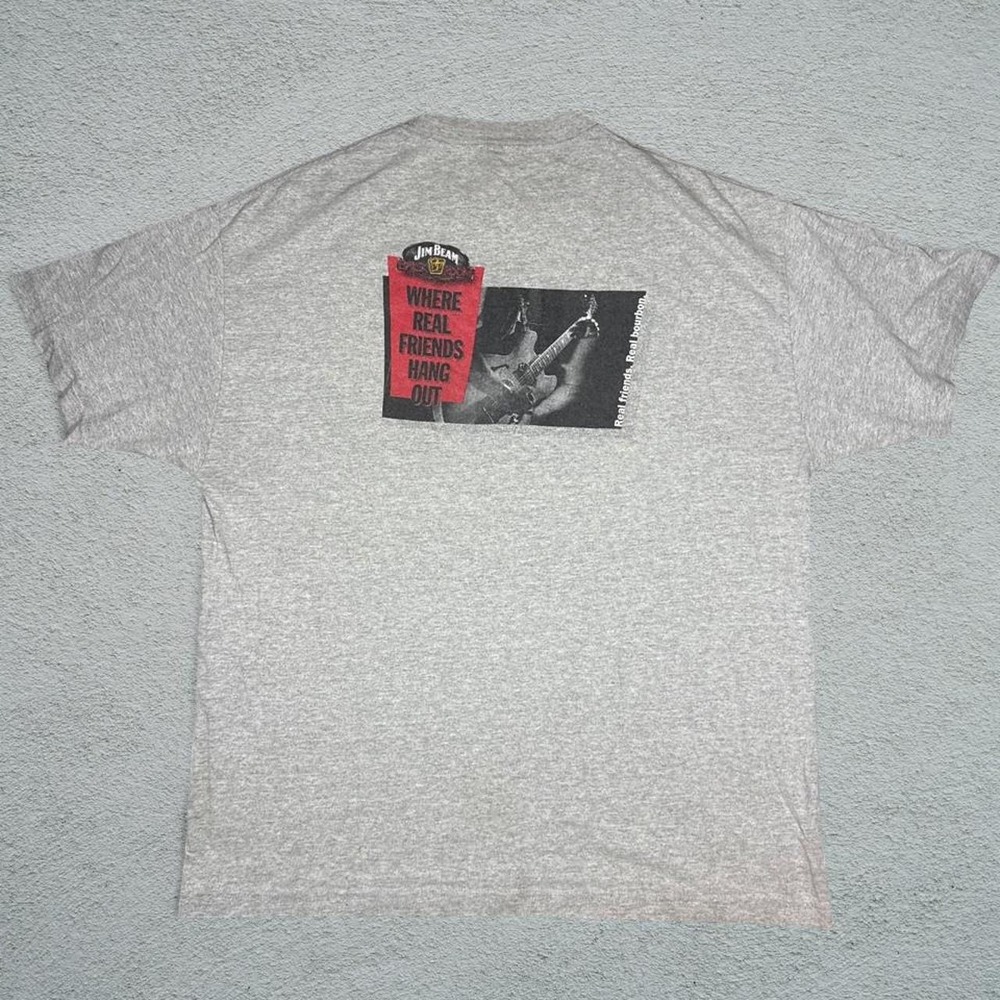 Vintage 90s Jim Beam Whiskey Guitar Graphic T-Shirt Gray Mens XL AAA Alstyle